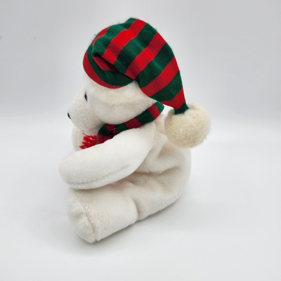 Chosun International Christmas Polar Bear Plush Red Green Hat & Scarf 10" - Picture 2 of 7